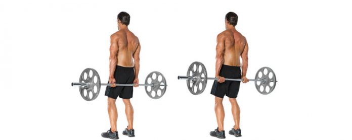 Barbell-Standing-Rear-Wrist-Curl مچ با هالتر از پشت