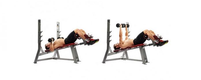 Dumbbell-Decline-Press پرس زیر سینه هالتر